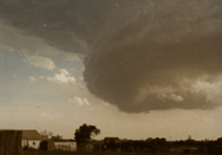 a rotating wall cloud in chickasha OK 1973
