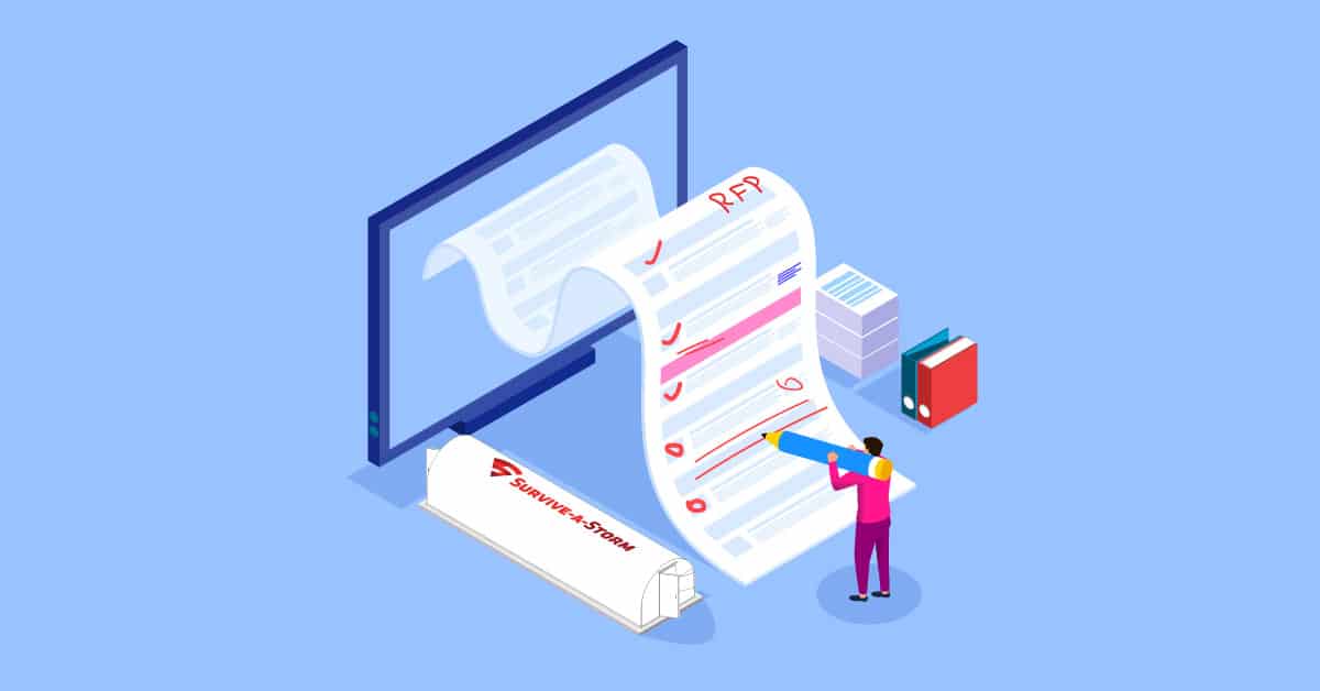 an illustration representing the process of writing an rfp for a commercial tornado shelter