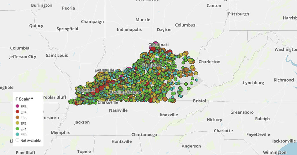 Kentucky Tornadoes Map