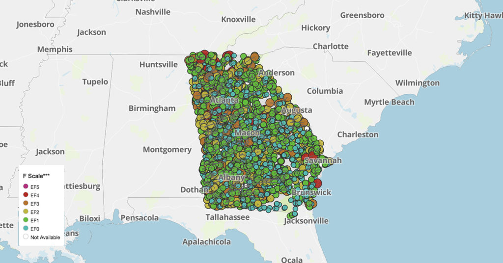 Georgia Tornado Map