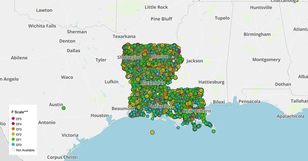 Louisiana Tornado map