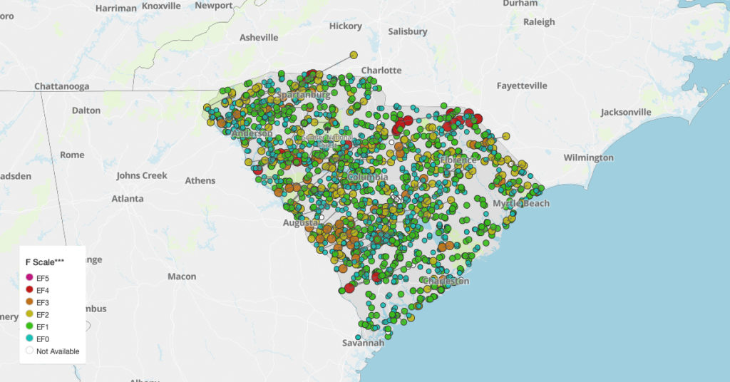 South Carolina Tornado Map