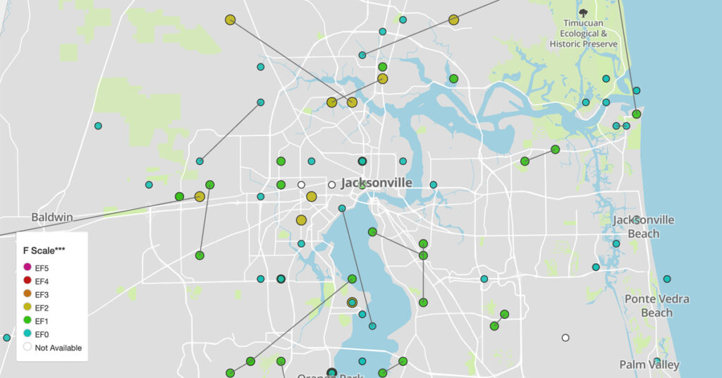 Jacksonville tornado map