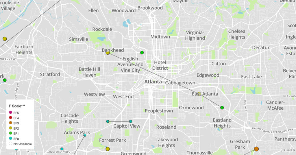 Atlanta Georgia Tornado Map