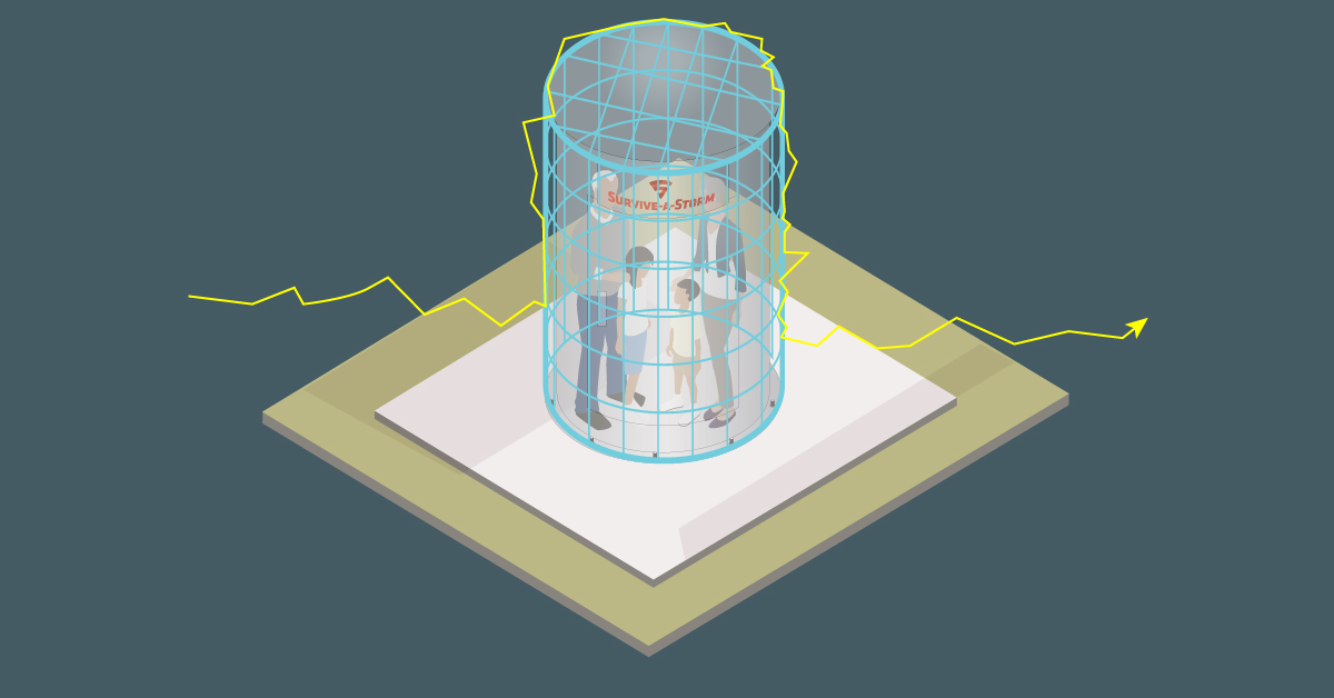 An illustration of how the tornado shelter is a faraday cage.