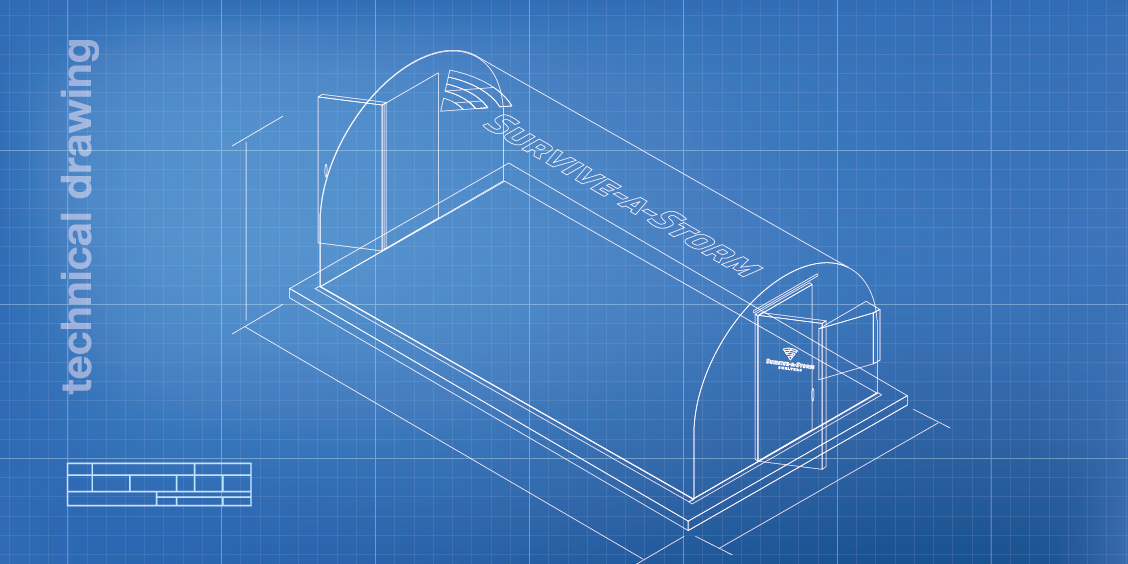 Technical drawing of a fema 361 commercial tornado shelter