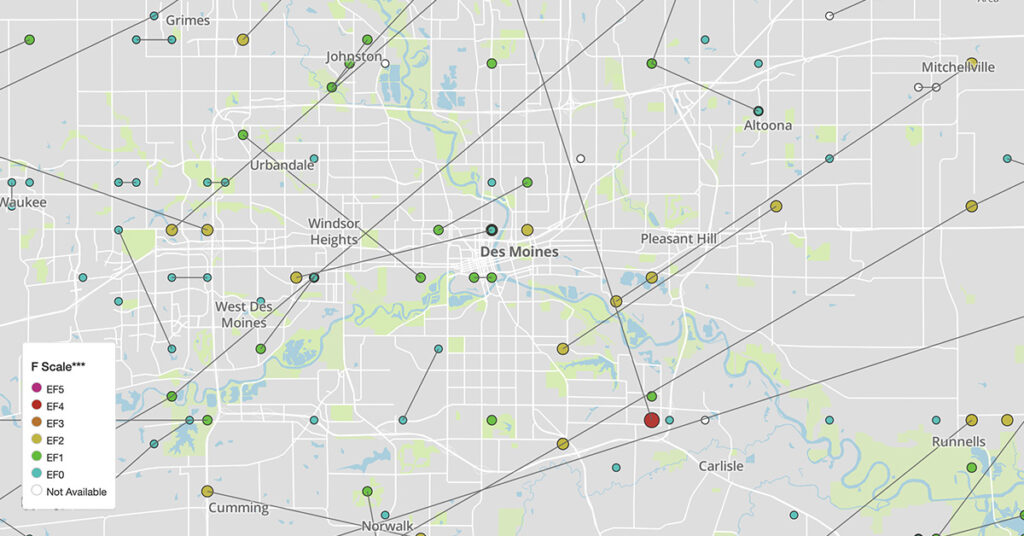 Des Moines Tornado Map