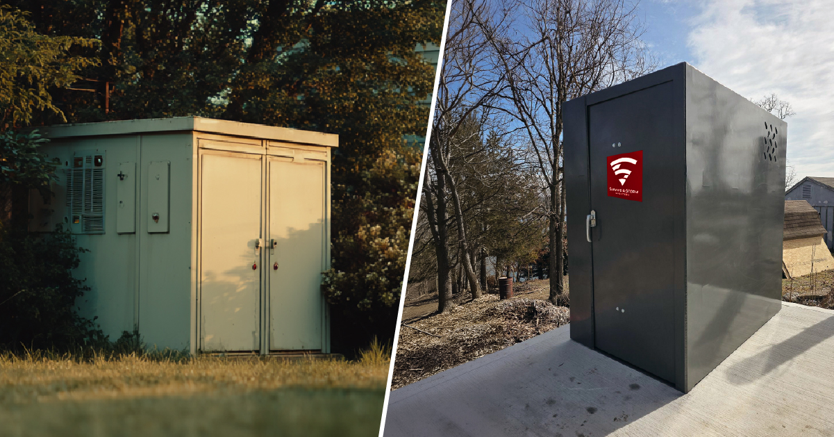 Comparison of a traditional storm shelter and an above-ground residential safe room.